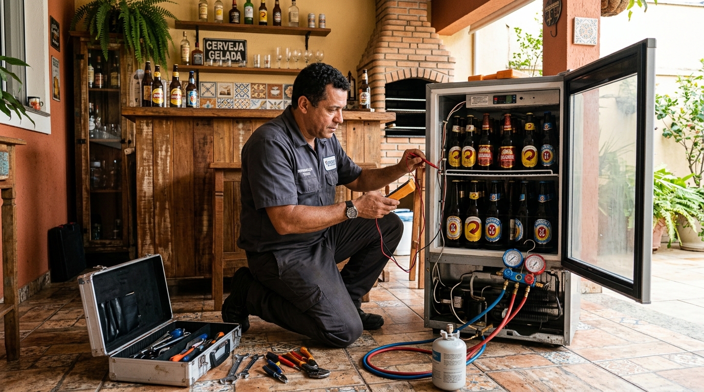 Recarga de gás refrigerante em cervejeira em atendimento em Florianópolis‑SC