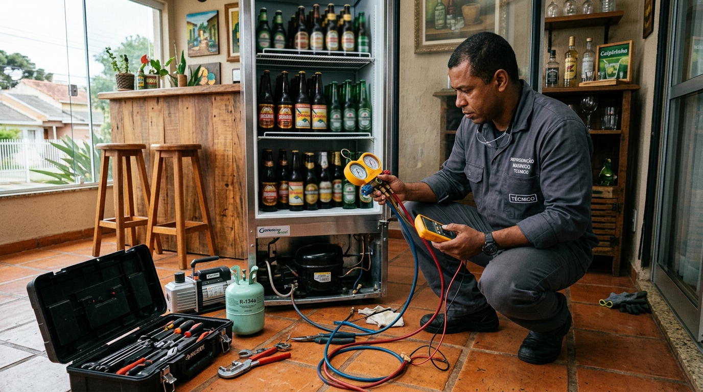 Técnico de conserto de cervejeira em residência em Florianópolis‑SC