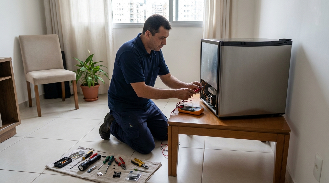 Técnico de conserto de frigobar em residência em Florianópolis‑SC